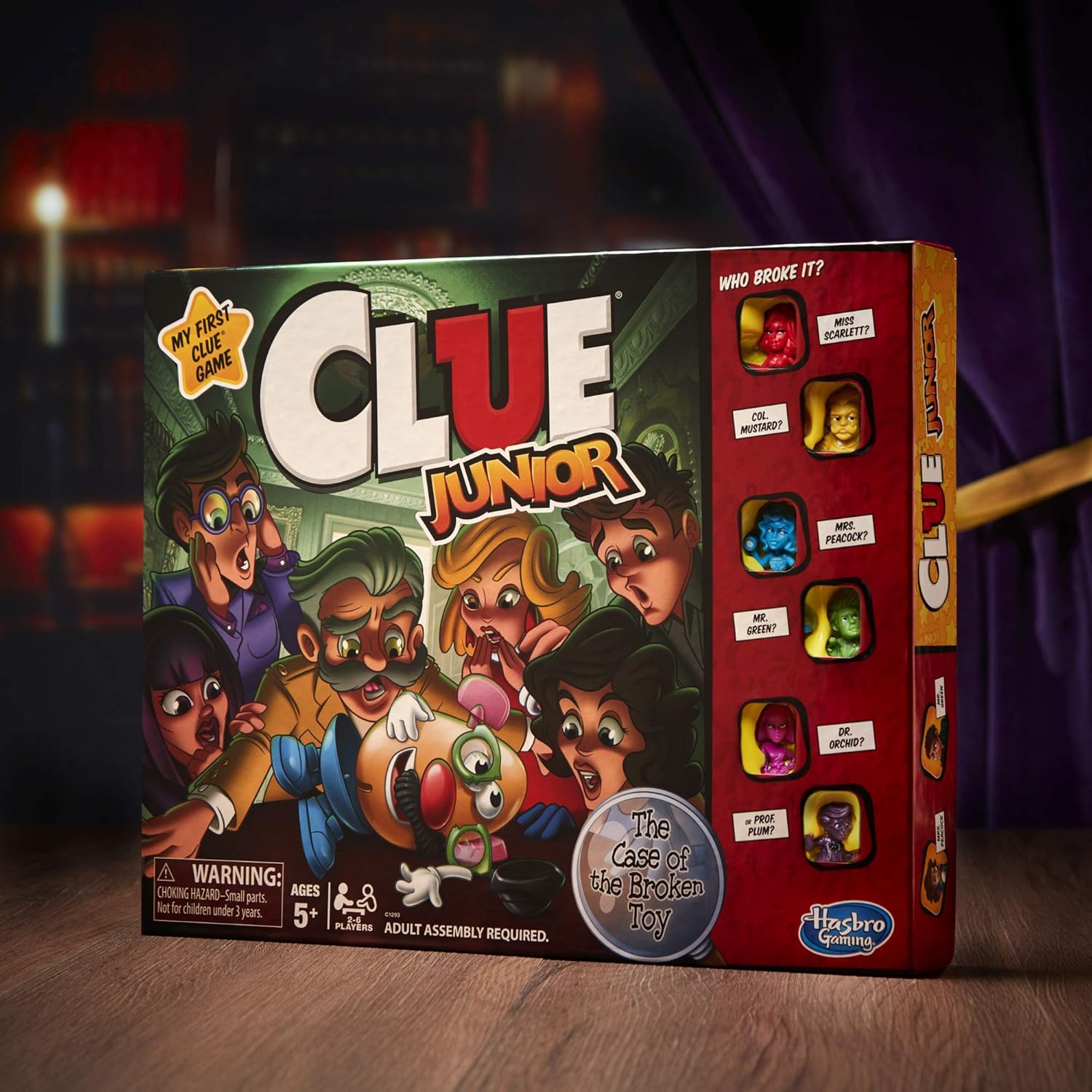 Hasbro_Gaming_Clue_Junior_Board_Game_for_Kids_Ages_5_and_Up,_Case_of_The_Broken_Toy,_Classic_Mystery_Game_for_2-6_Players