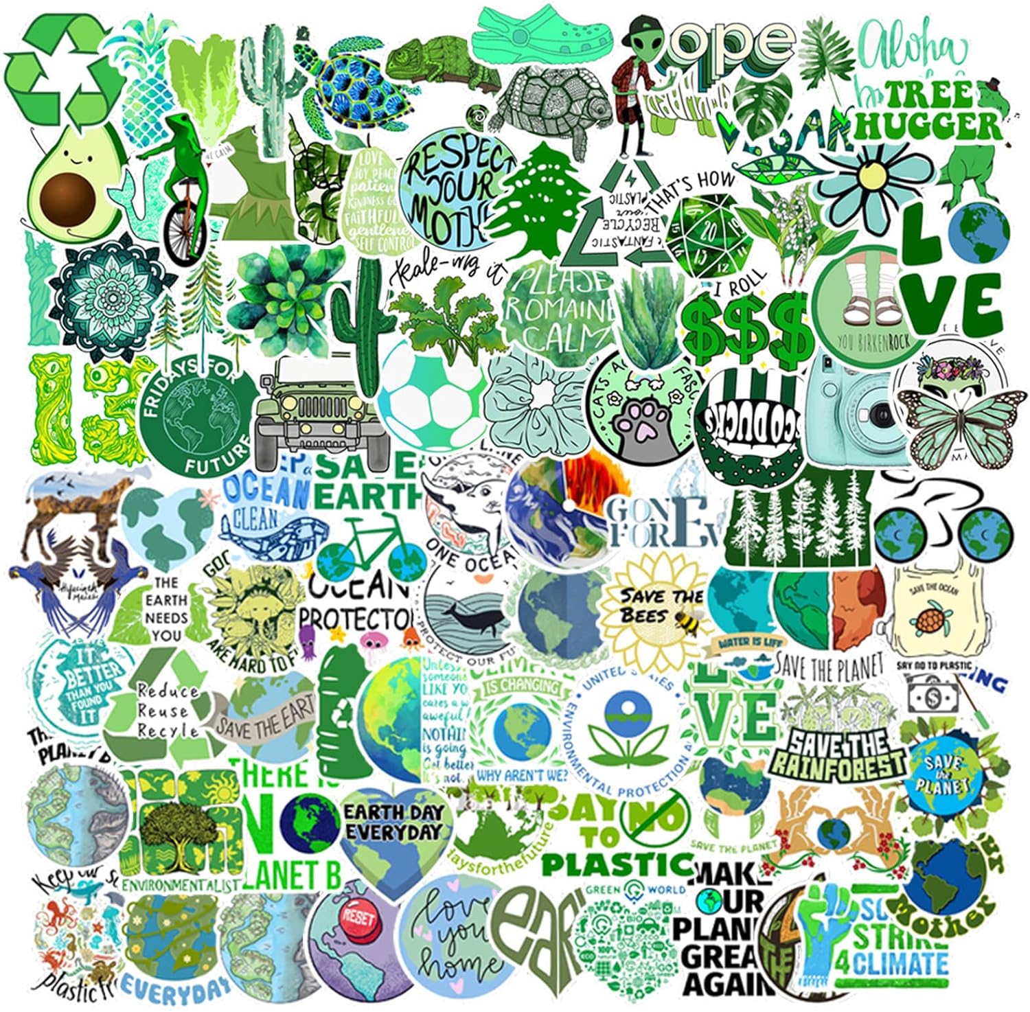 100PCS_Earth_Day_Stickers,_Environmental_Protection_Vinyl_Waterproof_Stickers_for_Water_Bottles,_Laptops,_Skateboards_&_Notebooks,_Save_the_Earth_Environmental_Decals_for_Kids_Teens_Students