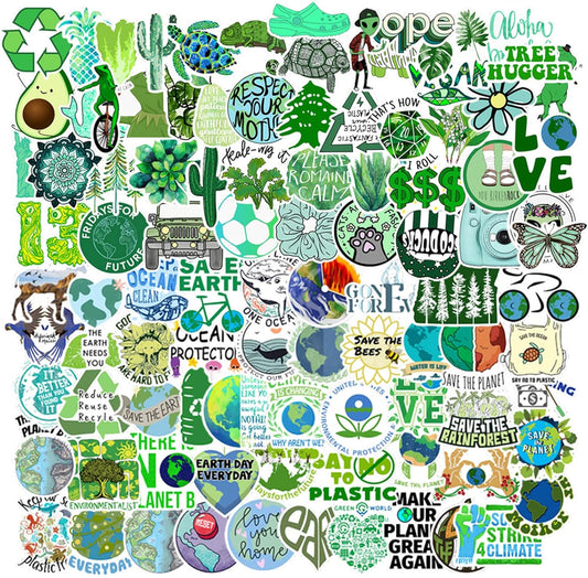 100PCS_Earth_Day_Stickers,_Environmental_Protection_Vinyl_Waterproof_Stickers_for_Water_Bottles,_Laptops,_Skateboards_&_Notebooks,_Save_the_Earth_Environmental_Decals_for_Kids_Teens_Students