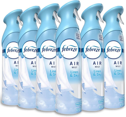 Febreze_Air_Mist,_Air_Freshener_Spray,_Odor_Fighting_Room_Spray,_Deodorizer_for_Home_Bathroom_Kitchen_Office_Apartment_Dorm_Room_Classroom,_Linen_&_Sky_Scent,_8.1oz_(Pack_of_6)
