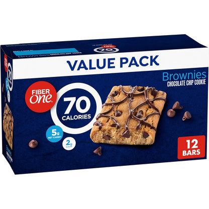 Fiber_One_70_Calorie_Brownies,_Chocolate_Chip_Cookie_Snack_Bars,_2g_Sugar,_Value_Pack,_12_Ct,_10.6_oz