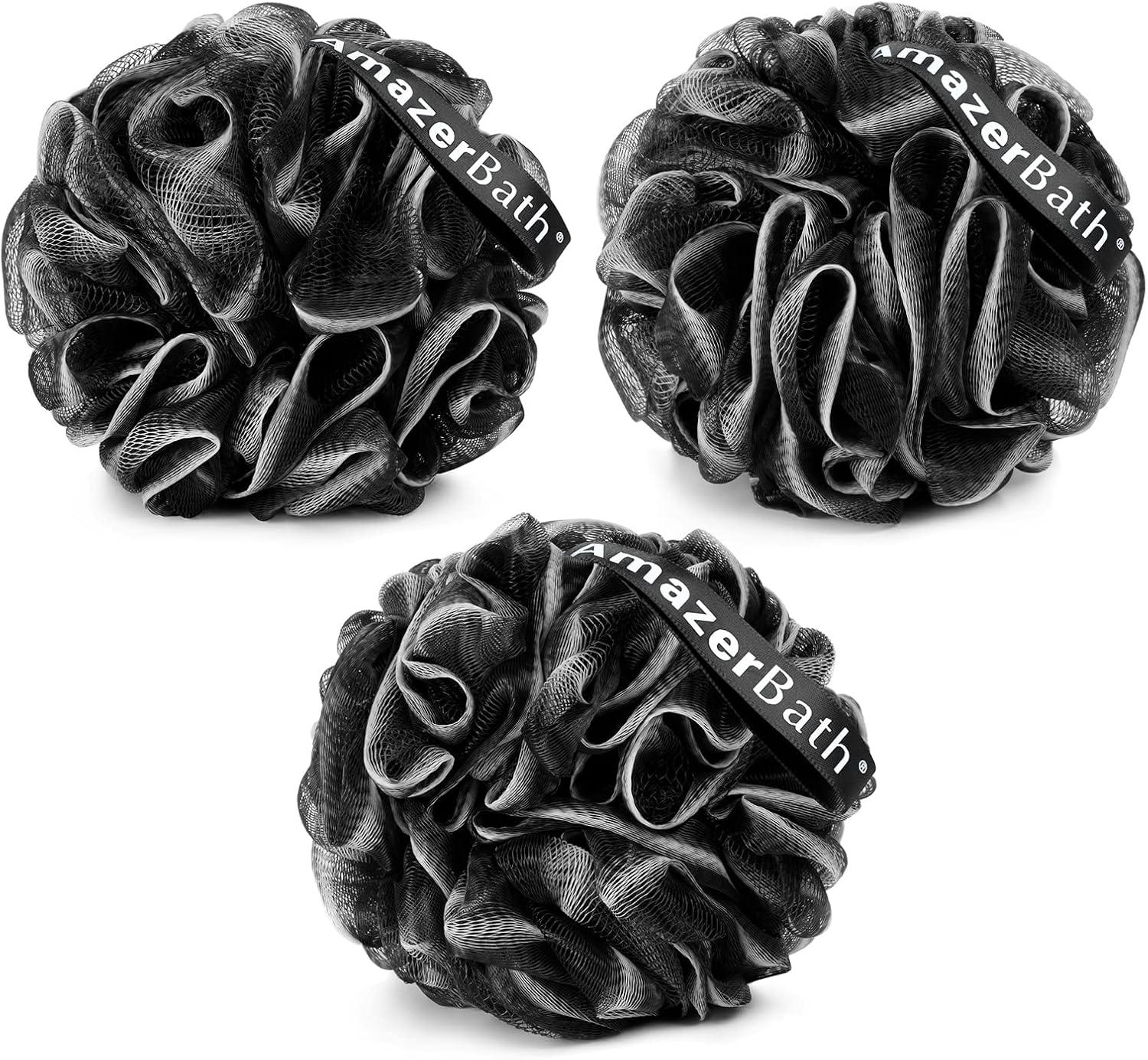 AmazerBath_Loofah_Sponge,_Shower_Loofah_for_Men_and_Women_-_Body_Scrubber_Loofa_Set_of_3_Classic_Black_&_White_Edge,_Bath_Sponge_60g/PCS