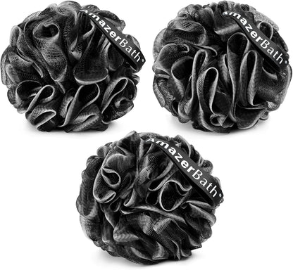 AmazerBath_Loofah_Sponge,_Shower_Loofah_for_Men_and_Women_-_Body_Scrubber_Loofa_Set_of_3_Classic_Black_&_White_Edge,_Bath_Sponge_60g/PCS