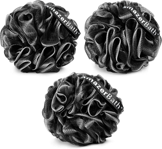 AmazerBath_Loofah_Sponge,_Shower_Loofah_for_Men_and_Women_-_Body_Scrubber_Loofa_Set_of_3_Classic_Black_&_White_Edge,_Bath_Sponge_60g/PCS