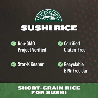 RiceSelect_Sushi_Rice_for_Sushi_and_Japanese_Food,_Premium_Gluten-Free_Short-Grain_Rice,_Non-GMO,_32-Ounce_Jar