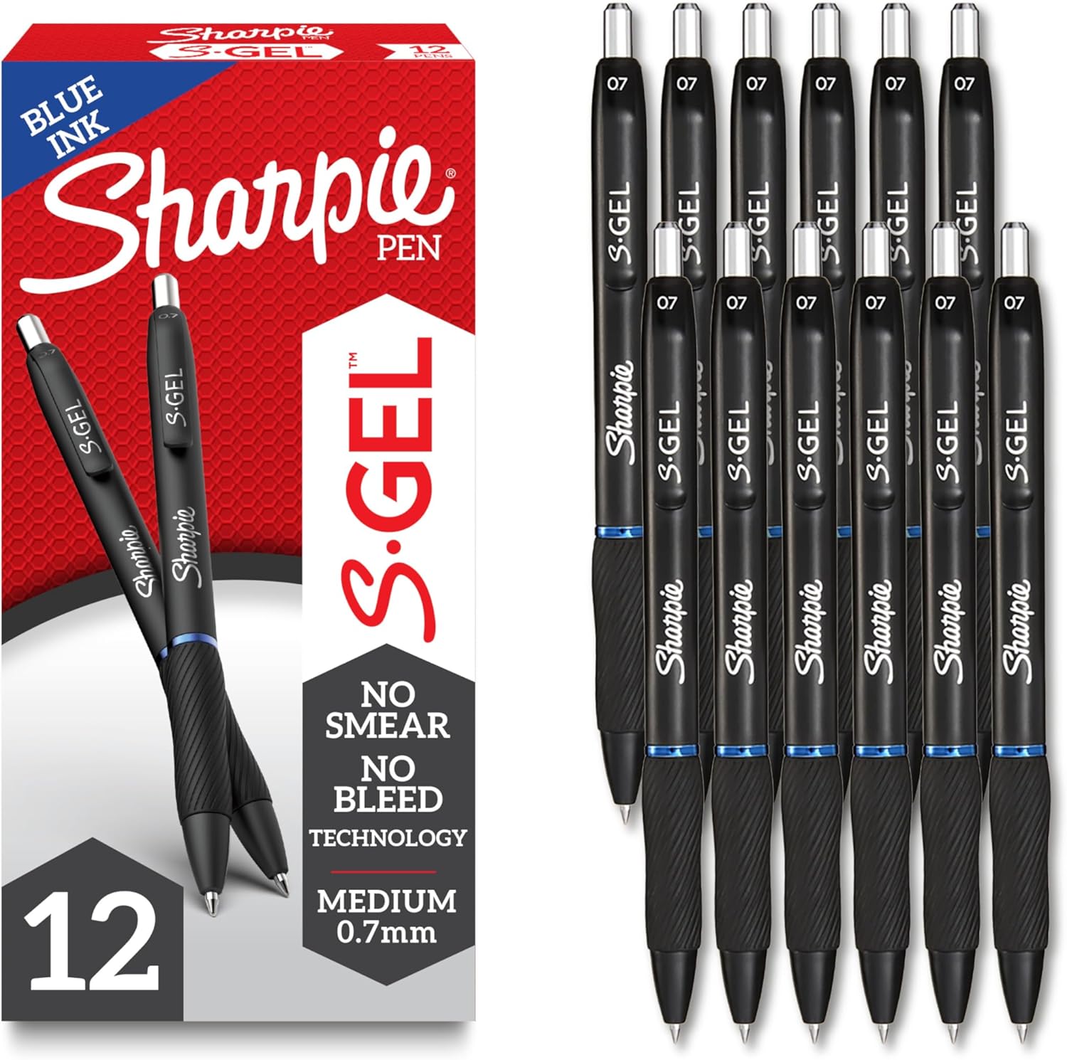 Sharpie_S-Gel_Pens,_Medium_Point_(0.7mm),_Blue_Ink,_12_Count_-_Ideal_for_Writing,_Journaling,_Drawing,_Coloring,_Note-Taking,_College_Supplies