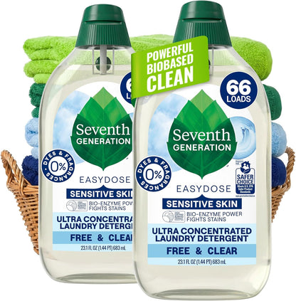Seventh_Generation_Ultra_Concentrated_Free_&_Clear_Laundry_Detergent,_23.1_fl_oz,_2_Pack,_No_Dyes_or_Fragrance,_EasyDose_Cap,_Sensitive_Skin_Liquid_Laundry_Soap_Targets_Stains_and_Everyday_Messes