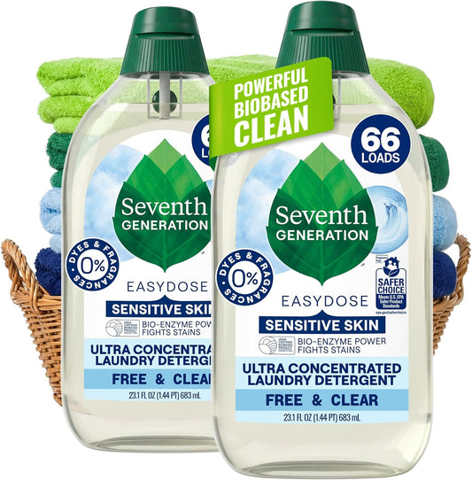 Seventh_Generation_Ultra_Concentrated_Free_&_Clear_Laundry_Detergent,_23.1_fl_oz,_2_Pack,_No_Dyes_or_Fragrance,_EasyDose_Cap,_Sensitive_Skin_Liquid_Laundry_Soap_Targets_Stains_and_Everyday_Messes