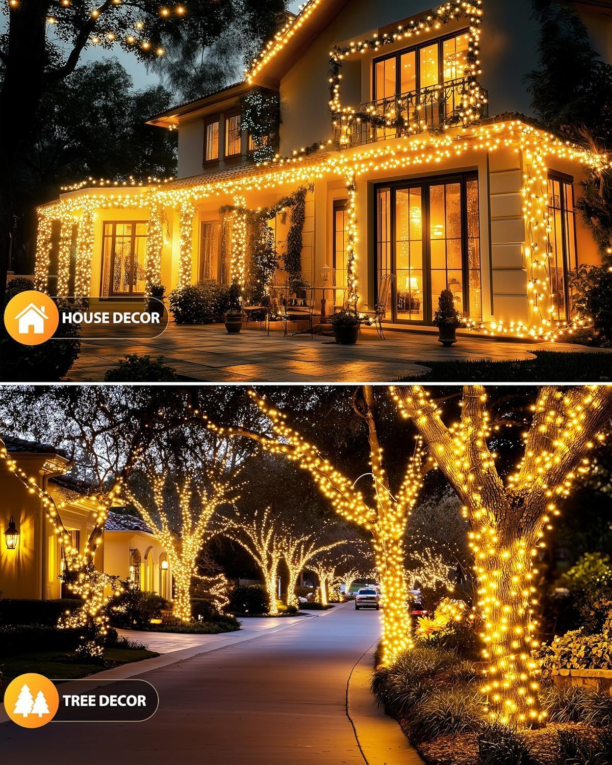 Brightown_2_Pack_Solar_Christmas_String_Lights_Outdoor,_Total_144Ft_400_LED_Twinkle_Fairy_Lights_Waterproof_with_8_Modes_Auto_On/Off_for_Patio_Tree_Garden_Party_Home_Wedding_Decorations_(Warm_White)