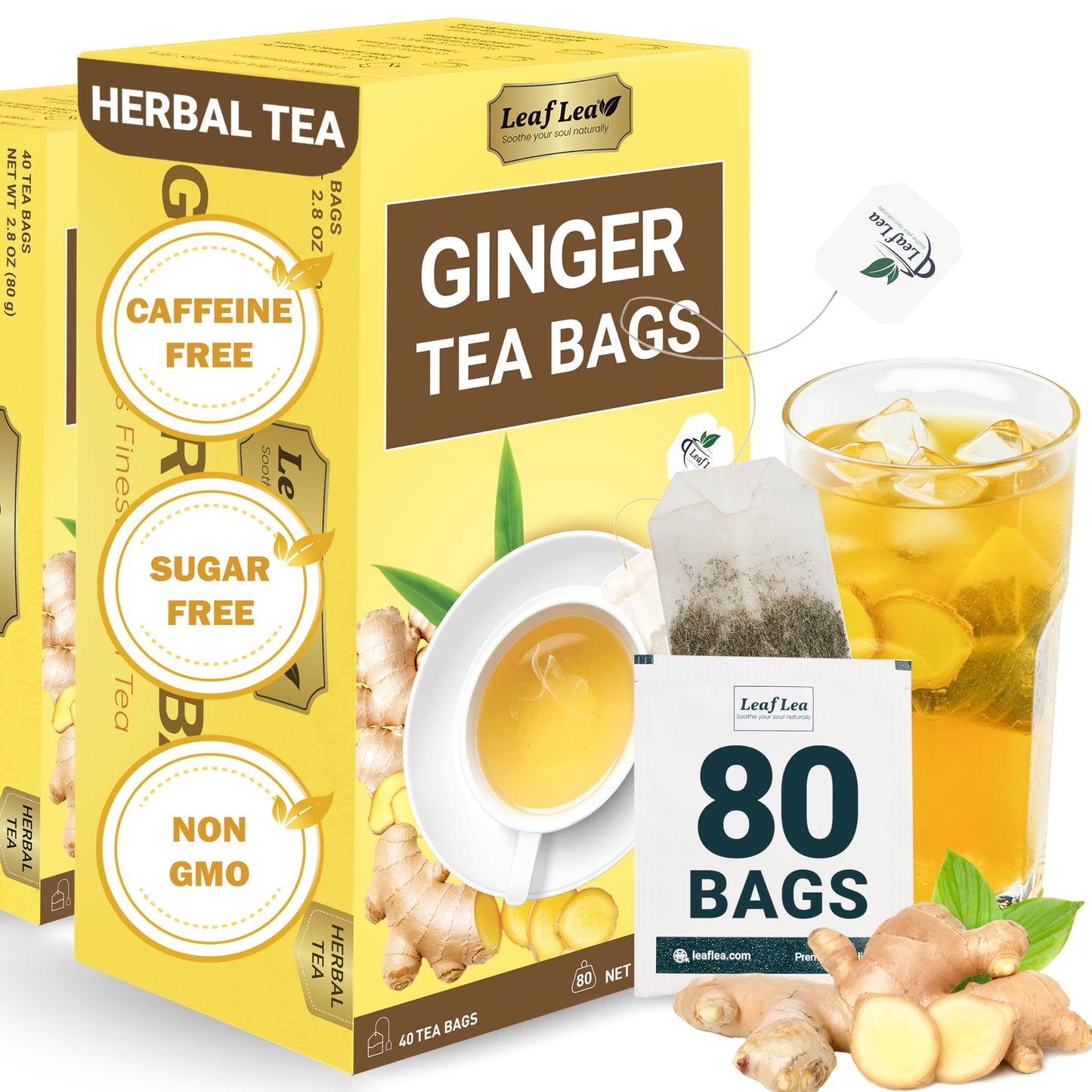 Ginger Tea - 80 Tea Bags (Pack of 2)