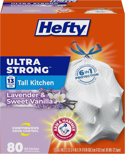 Hefty_Ultra_Strong_13_Gallon_Trash_Bags,_Tall_Kitchen_Trash_Bags_13_Gallon_Size,_Drawstring_Closure,_Continuous_Odor_Control,_White,_Lavender_and_Sweet_Vanilla_Scent,_80_Bags