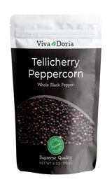 Viva Doria Tellicherry Peppercorns Whole Black Pepper 12 Oz Steam Sterilized Black Peppercorns - Ideal for Spices and Flavor