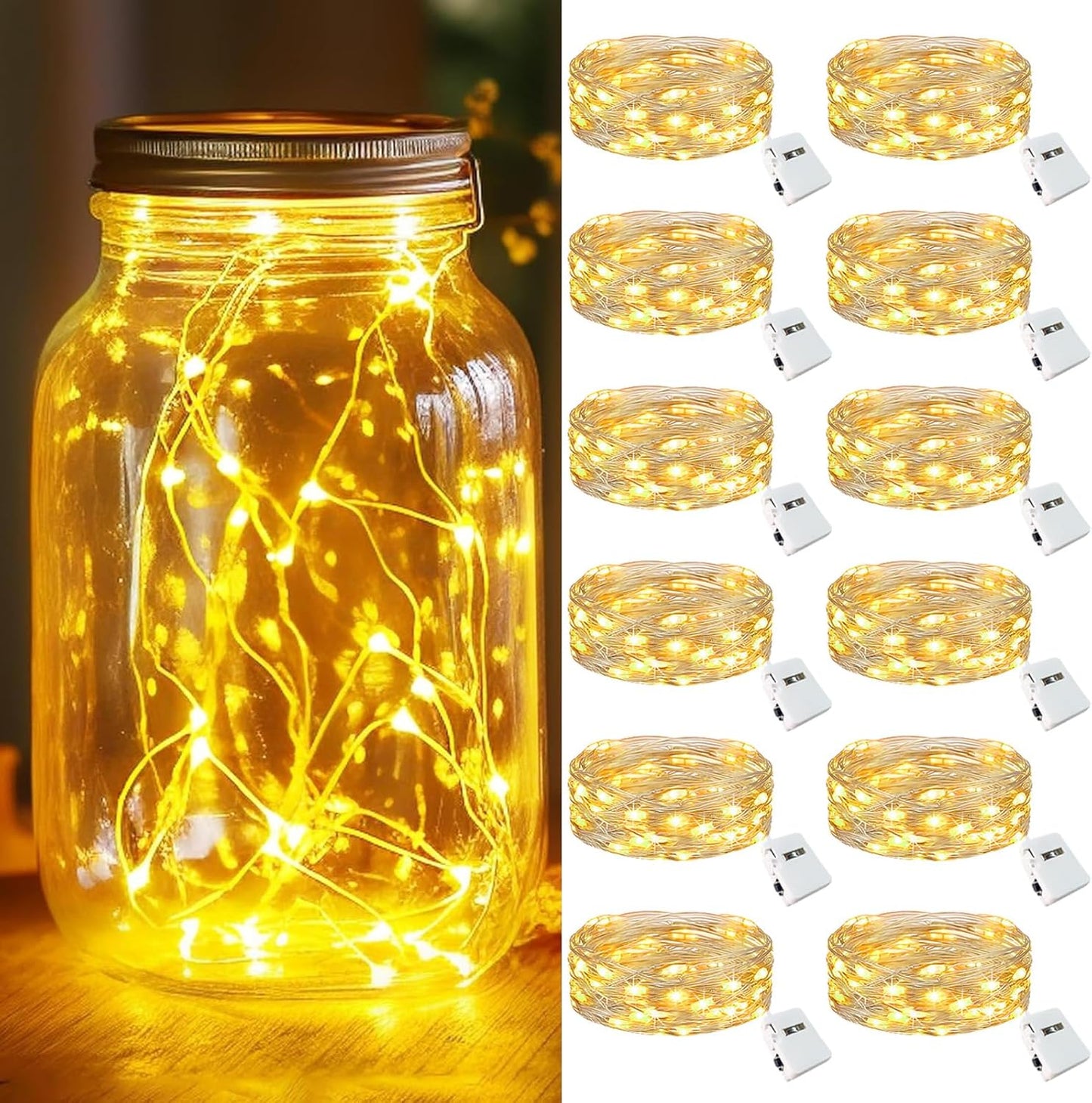 kolpop_12_Pack_LED_Fairy_Lights_Battery_Operated_with_3_Modes,_Mini_Twinkle_String_Lights_Battery_Powered_Waterproof_for_Christmas_Mason_Jars_Party