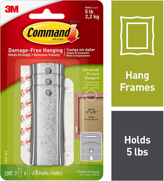 Command_Large_Universal_Frame_Hanger,_3-Hangers,_6-Strips,_6-Frame_Stabilizer_Strips,_4-Pack,_Decorate_Damage-Free
