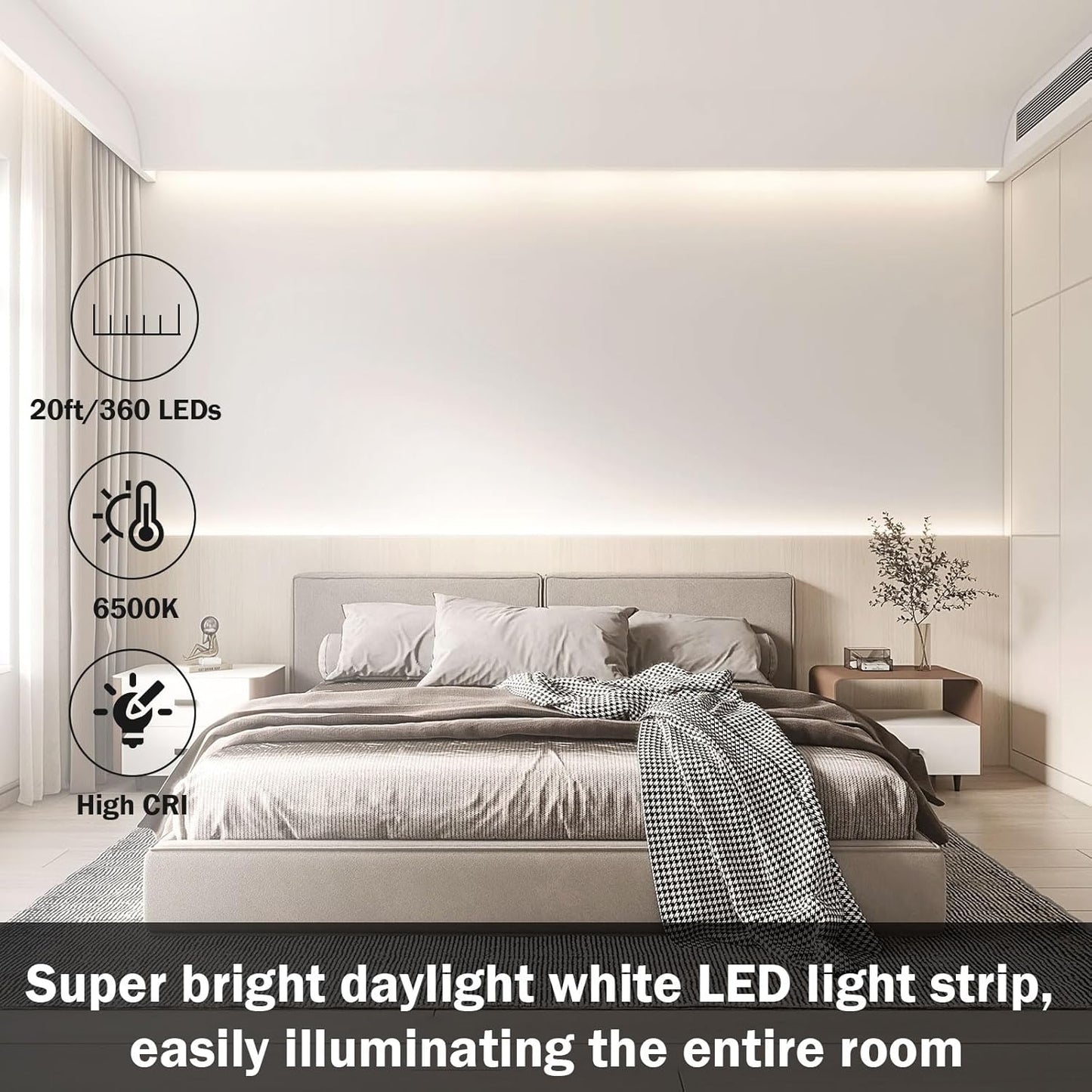 20ft/40ft/66ft_White_LED_Strip_Lights,_Upgraded_6500K_Dimmable_Tape_Lights_with_Remote_and_Plug,_12V_360_LEDs_Flexible_Sticky_Cuttable_Led_Light_Strips_for_Bedroom_Ceiling_Kitchen_Under_Cabinet_Lighting