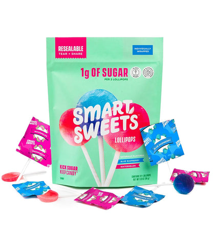SmartSweets_Lollipops,_3oz,_Blue_Raspberry_&_Watermelon_Flavors,_Hard_Candy_with_Low_Sugar_(1g),_Low_Calorie_(40),_No_Artificial_Sweeteners,_Plant-Based,_Gluten-Free