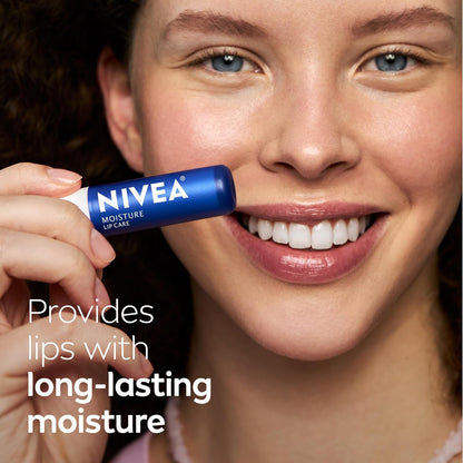 NIVEA_Moisture_Lip_Care,_Hydrating_Lip_Balm_with_Shea_Butter,_Nourishing_Oils_and_Vitamin_C_&_E,_3-in-1_Moisture,_Repair_and_Nourish,_0.17_Oz_Stick,_Pack_of_4