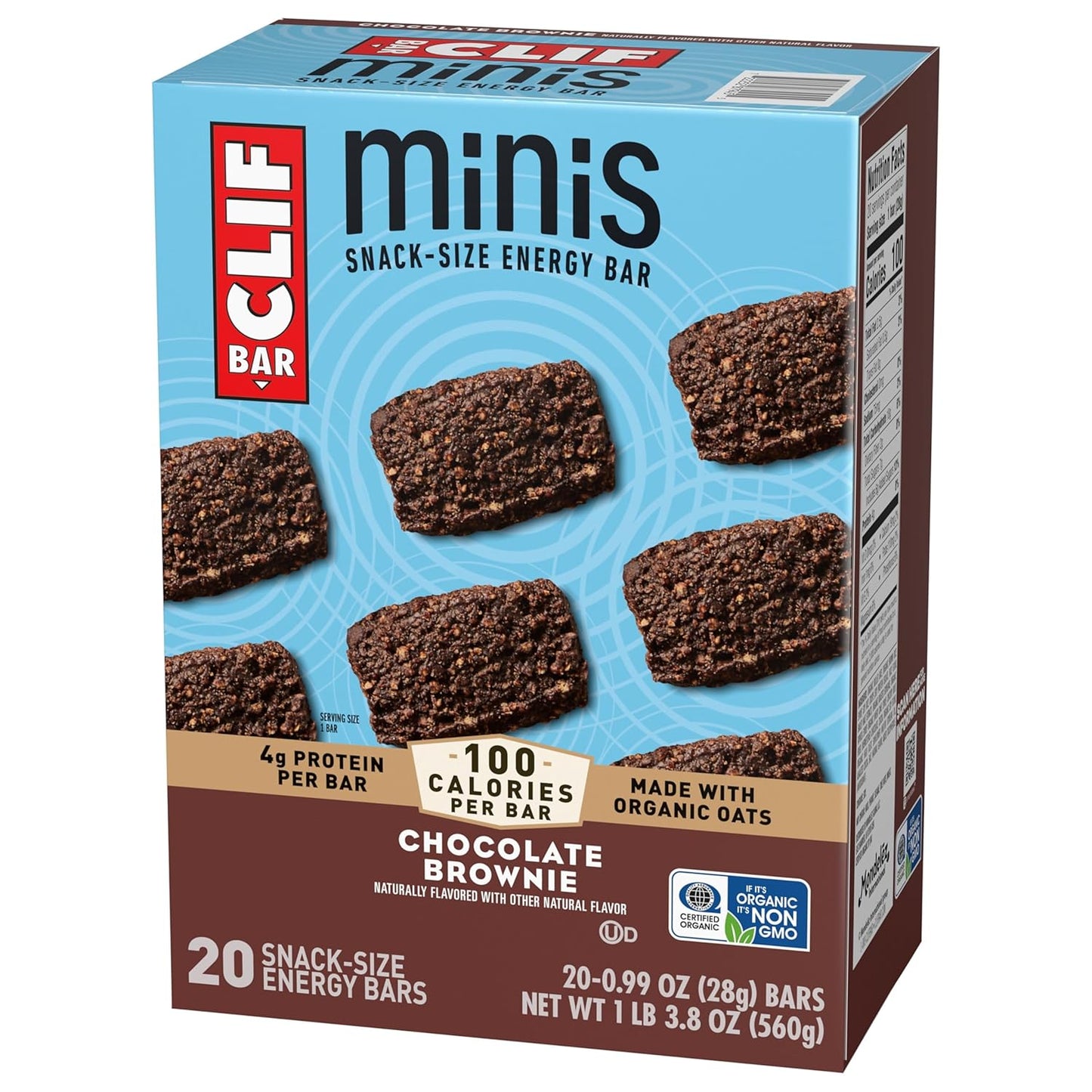 CLIF_BAR_Minis_-_Chocolate_Brownie_Flavor_-_Made_with_Organic_Oats_-_4g_Protein_-_Non-GMO_-_Plant_Based_-_Snack-Size_Energy_Bars_-_0.99_oz._(20_Pack)