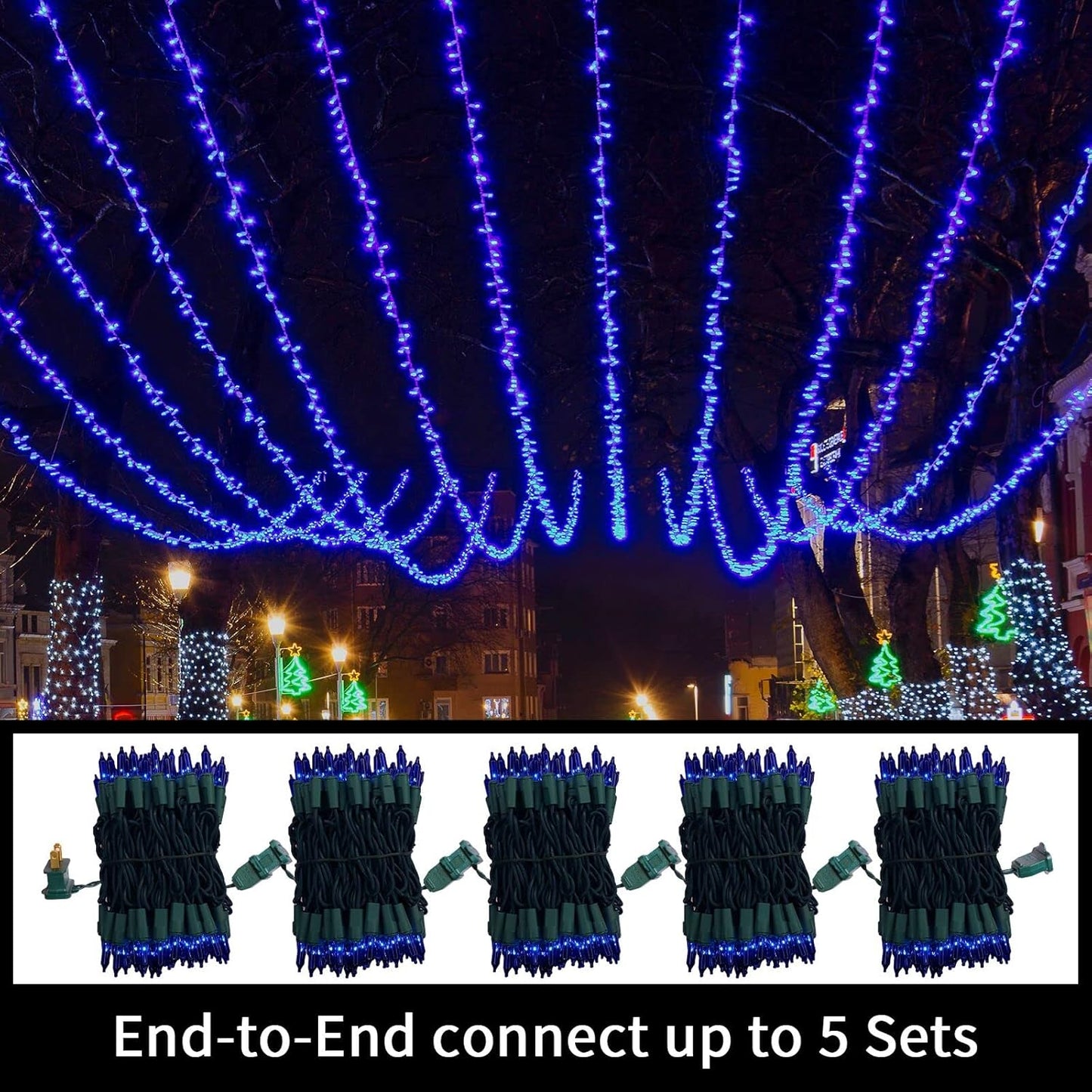 LAMPHOME_Super-Bright_Extendable_Blue_Christmas_Lights_Decoration_100Lights_19.6ft_UL_Certified_Mini_Bulb_String_Lights_Set_for_Outdoor_Christmas_Tree_Garden_Holiday_Party_Patio_Wedding_Garland_Decor