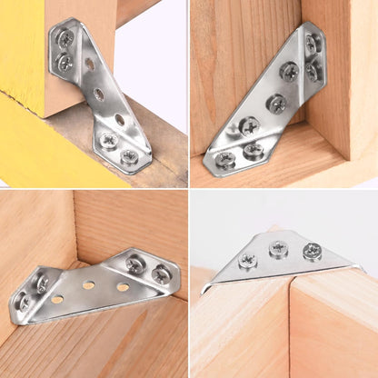 PlusRoc_12-Pack_Universal_Stainless_Steel_Furniture_Corner_Connectors_with_Screws_-_Heavy_Duty_Triangular_Support_Brackets_for_Wood_Furniture,_Drawers,_Cabinets,_Tables,_and_Chairs