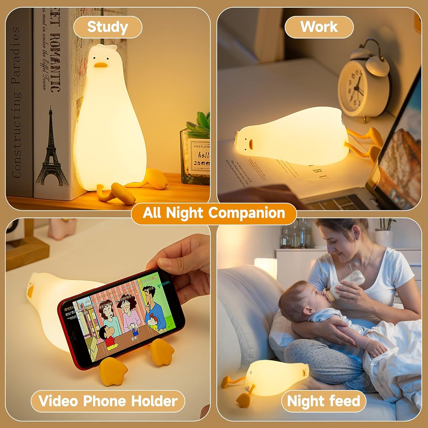 Cute_Duck/Chicken/Pig/Rabbit/Panda_Night_Light,_LED_Squishy_Animal_Novelty_Lamp_for_Toddler_Baby_Kids,_Nursery_Touch_Kawaii_Room/House_Decor