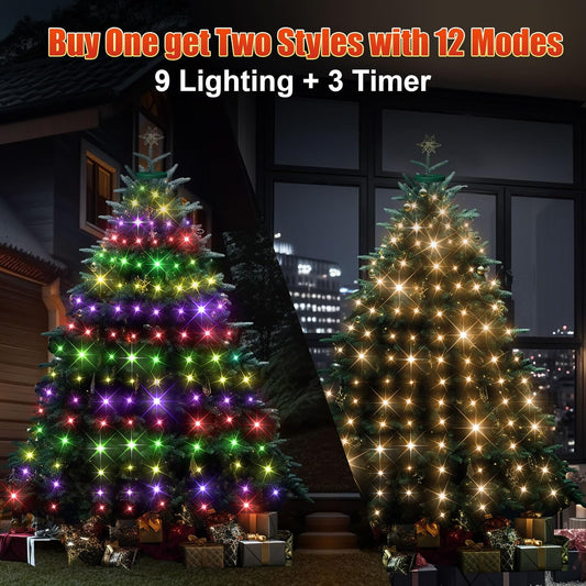 12_Modes_Easy_Christmas_Tree_Lights_with_Ring_Indoor_Outdoor_-_10Ft_x_12_Lines_String_432_LED_Timer_Dimmable_Remote_Waterproof_Lights_for_7.5_8_9_10_Ft_Xmas_Tree_Decor_(Warm_White_or_Multicolor)
