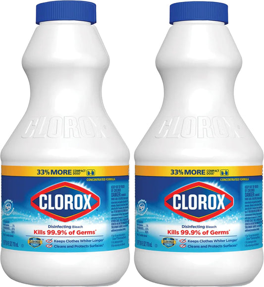 Clorox_Regular_Disinfecting_Bleach_Cleaner,_2_Pack_Concentrated_Liquid_Bleach,_Removes_Mold,_Mildew_and_Stains,_Whitens,_for_Multi_Purpose_Cleaning_and_Laundry,_24_oz_Bottles