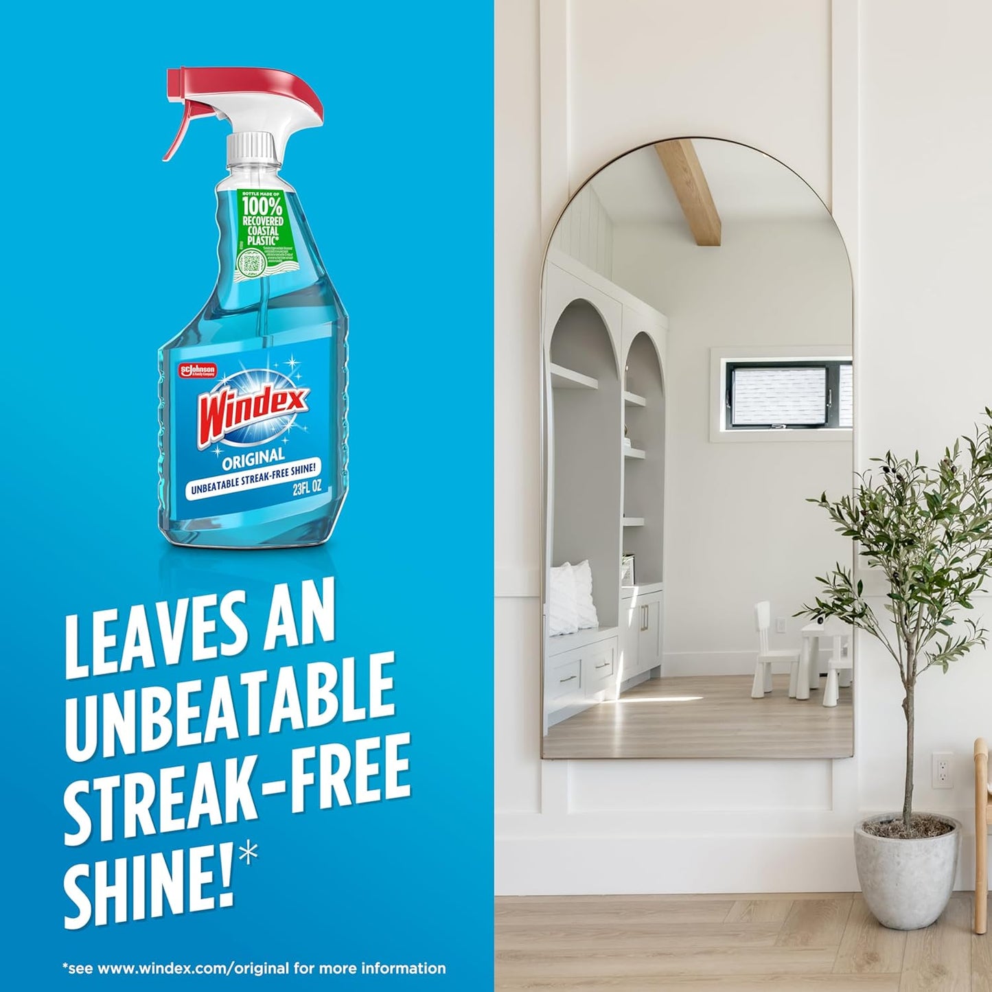 Windex_Glass_and_Window_Cleaner_Spray_Bottle,_Bottle_Made_from_100%_Recycled_Plastic,_Surface_Cleaning_Spray,_Original_Blue_Scent,_23_Fl_Oz_(Pack_of_6)
