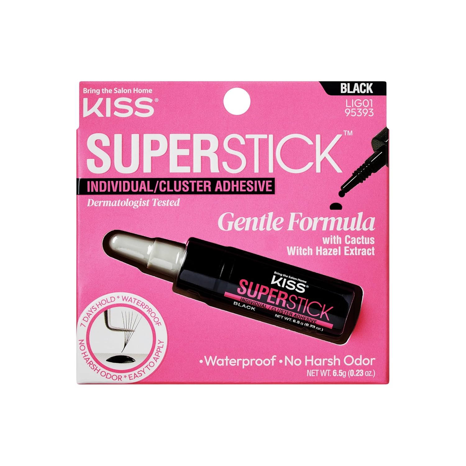 KISS_SuperStick_Individual_Lash_Cluster_Adhesive,_Gentle_Formula,_7_Day_Hold,_Cactus_&_Witch_Hazel_Extract,_Dermatologist_Tested,_Waterproof_Lash_Glue,_No_Harsh_Odor,_Net_Wt._6.5g_(0.23_oz.),_Black