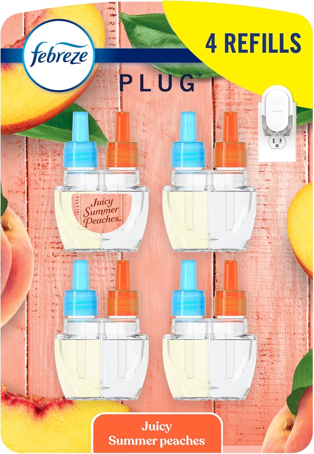 Febreze_Plug_In_Air_Freshener,_Odor-Fighting_Scented_Oil_Refill,_Air_Fresheners_for_Home_and_Bathroom_and_Kitchen,_Long_Lasting_for_Strong_Odors,_Juicy_Summer_Peaches_Scent,_0.87oz_Refills,_4_Count