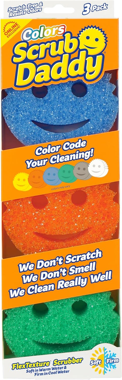 Scrub_Daddy_Colors_Kitchen_Sponges_-_Scratch-Free_Dishwashing_Sponges_&_Sponge_for_Kitchen_Sink,_Bathroom_&_Household_Cleaning_-_BPA-Free_Polymer_Foam_(3_Count)