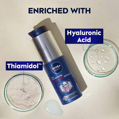 NIVEA_MEN_Age_Defense_Advanced_Face_Serum_for_Dark_Spots_with_Thiamidol_(TM)_+_Hyaluronic_Acid,_Fast-Absorbing_Face_Serum_for_Men_Helps_Reduce_Look_of_Dark_Spots,_Fine_Lines_&_Wrinkles,_1_Fl_Oz_Bottle
