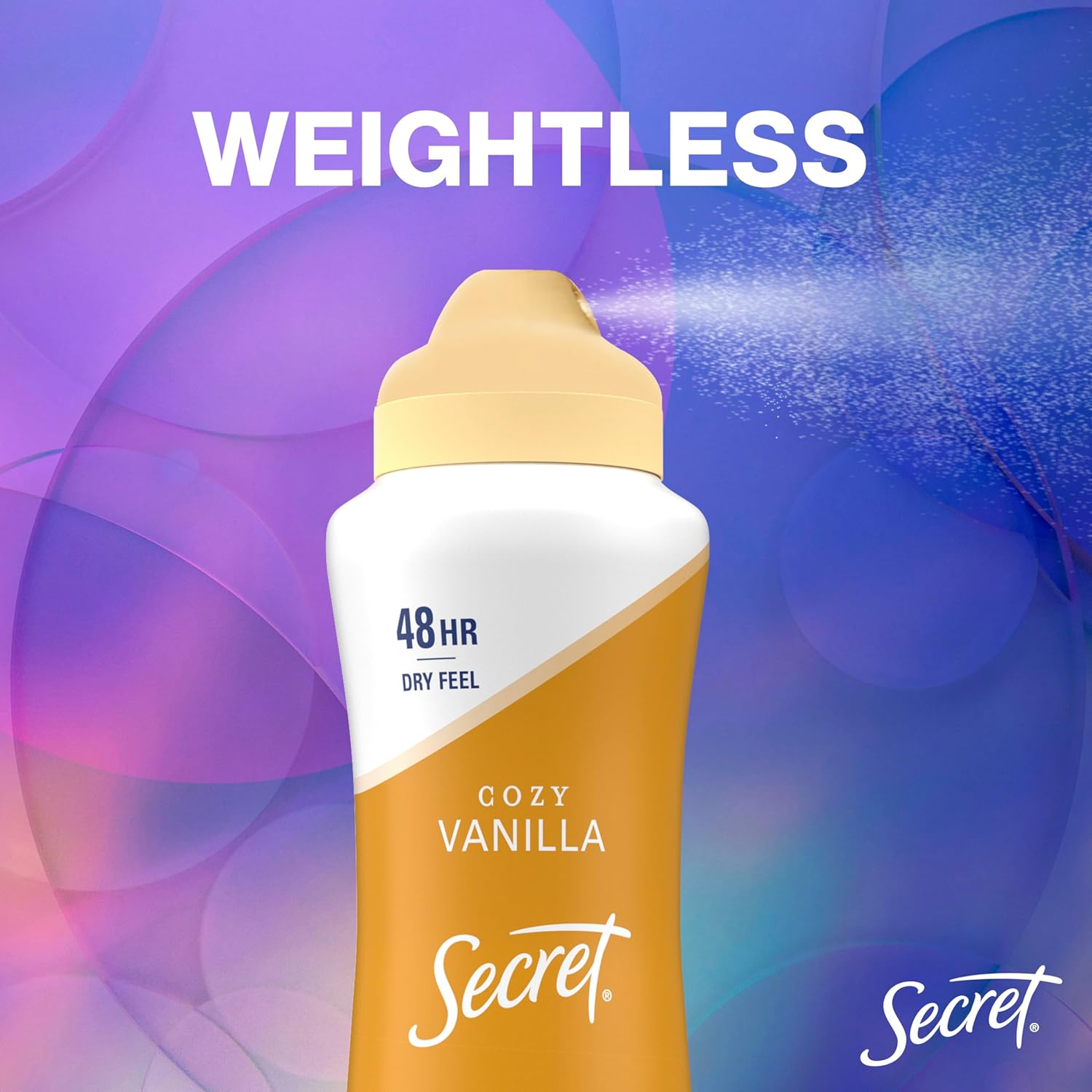 Secret_Dry_Spray_Antiperspirant_Deodorant_for_Women,_48hr_Weightless_Sweat_&_Odor_Protection,_Gentle_on_Skin,_Cozy_Vanilla_Scent,_4.1_oz_(Pack_of_3)