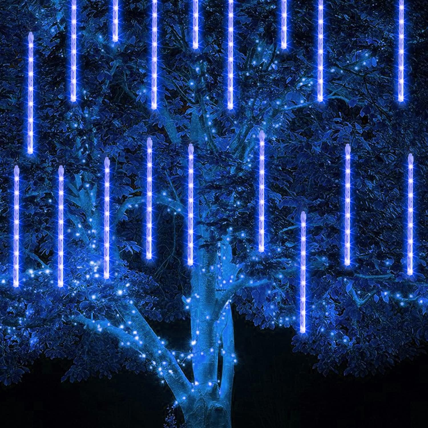 TW_SHINE_Christmas_Meteor_Shower_Lights_Outdoor,_864_LED_12"_24_Tubes_Waterproof_Christmas_Lights_Outdoor_Plug_in,_Snow_Falling_Rain_Icicle_Xmas_Light_Decorations,_Blue