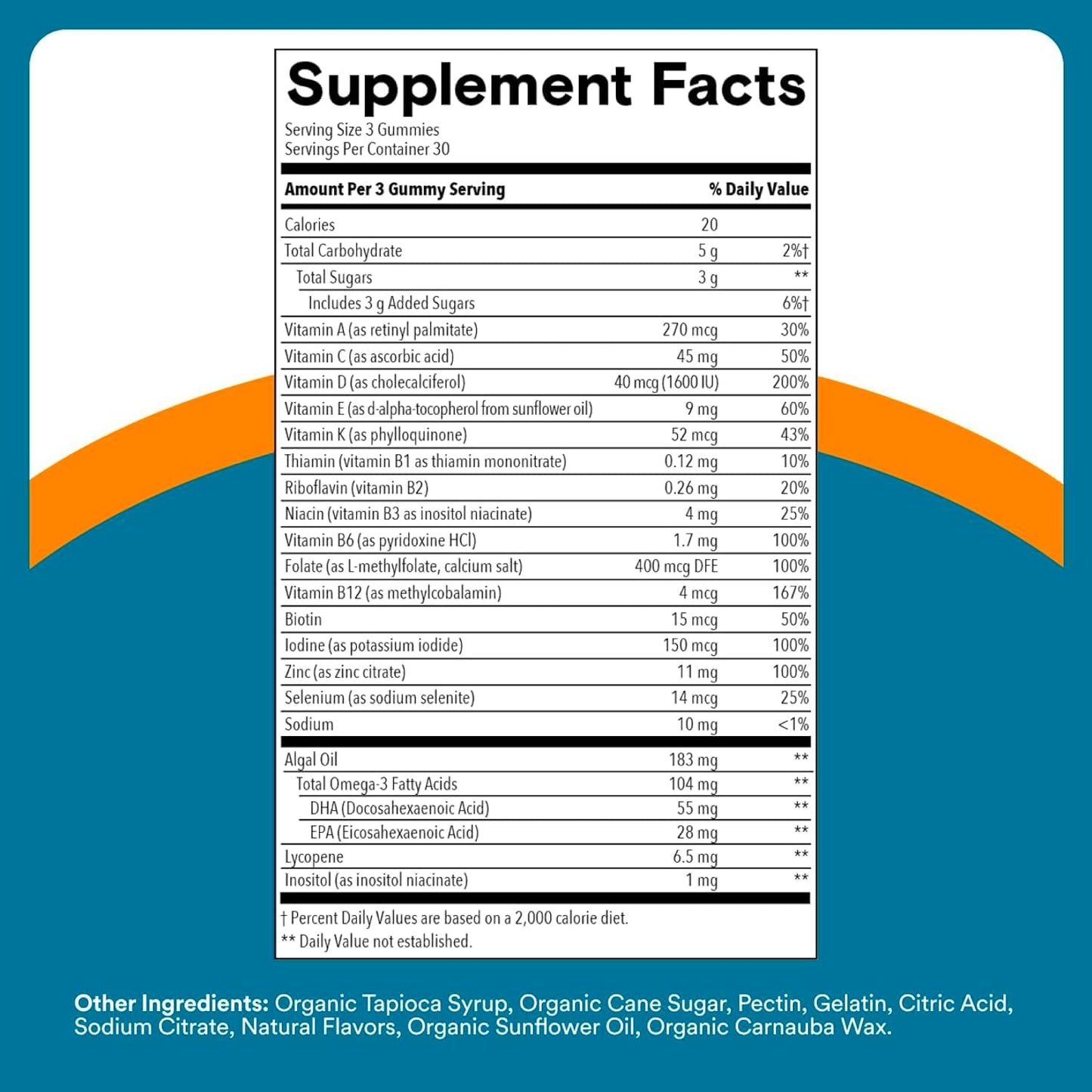 SmartyPants_Men's_Multivitamin_Gummies_with_Omega_3_DHA/EPA,_Methylfolate,_Vitamin_D3,_C,_B12,_B6,_A,_K,_Zinc,_Raspberry_Lemonade_Flavor,_90_Count_(30_Day_Supply)