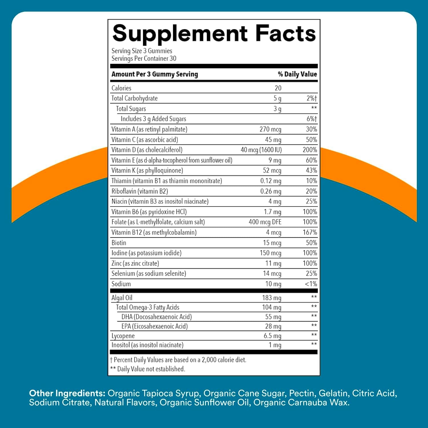 SmartyPants_Men's_Multivitamin_Gummies_with_Omega_3_DHA/EPA,_Methylfolate,_Vitamin_D3,_C,_B12,_B6,_A,_K,_Zinc,_Raspberry_Lemonade_Flavor,_90_Count_(30_Day_Supply)