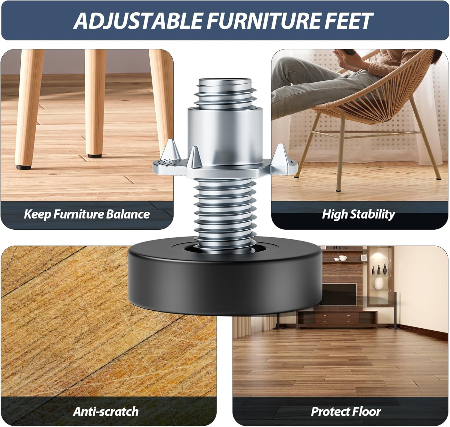 MROCO_Furniture_Leveling_Feet_with_T-Nuts,_12_PCS_1/4"-20_UNC_Thread_Adjustable_Levelers,_Leg_Levelers_Table_Feet_Screw_on_for_Deak,_Chairs,_Stool_Legs,_Cabinet