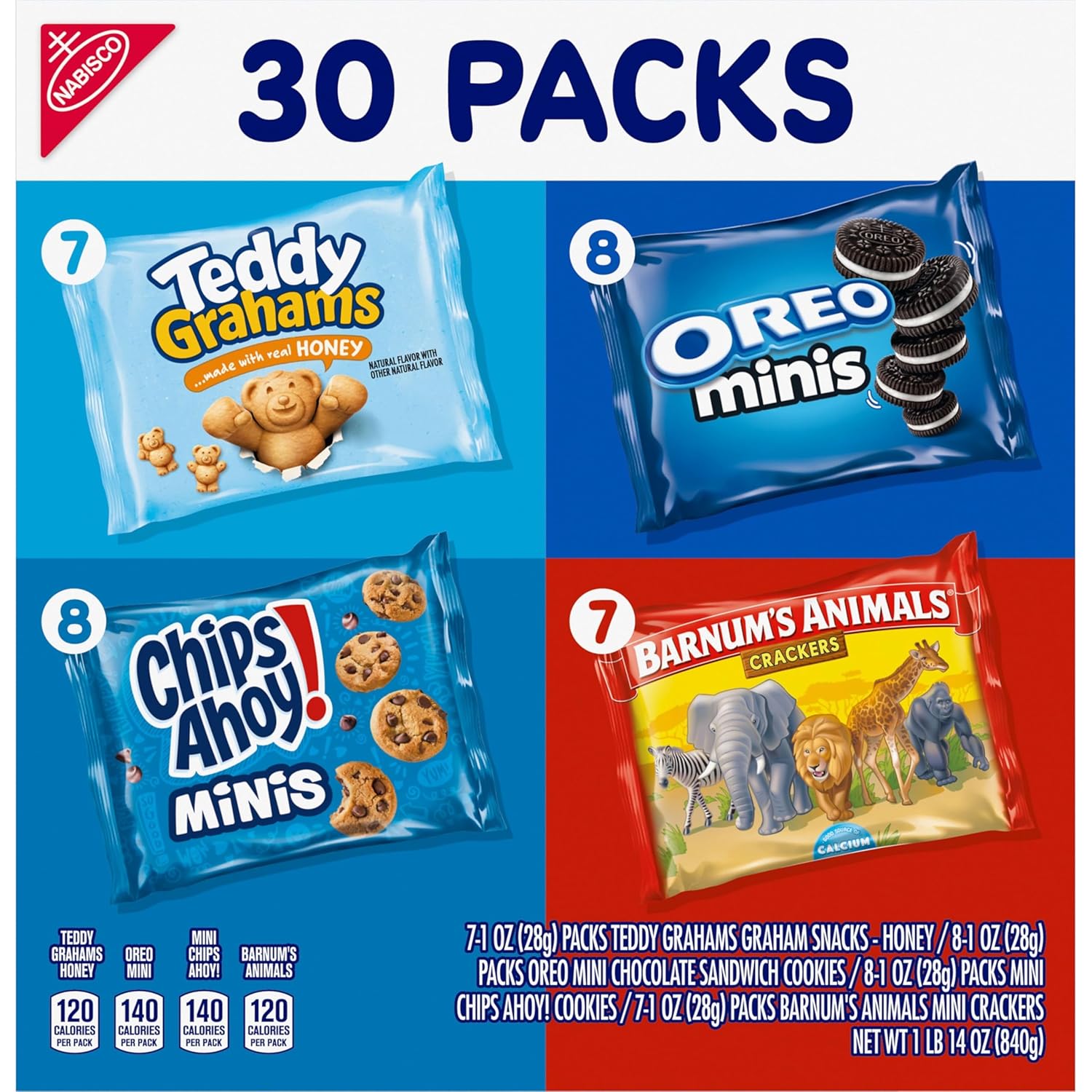 Nabisco_Team_Favorites_Variety_Pack,_OREO_Mini,_CHIPS_AHOY!_Mini,_Teddy_Grahams_Honey_&_Barnum's_Animal_Crackers,_30_Snack_Packs