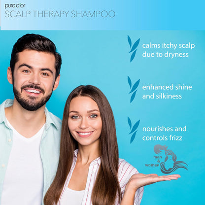 PURA_D'OR_Scalp_Therapy_Shampoo_Hydrates_&_Nourishes_Scalp_-_Scalp_Shampoo_For_Itchy_Flaky_Scalp_w/Tea_Tree,_Peppermint,_Patchouli,_Cedarwood,_Clary_Sage,_Argan_Oil,_Tea_Tree_Peppermint_Scent_16_Oz