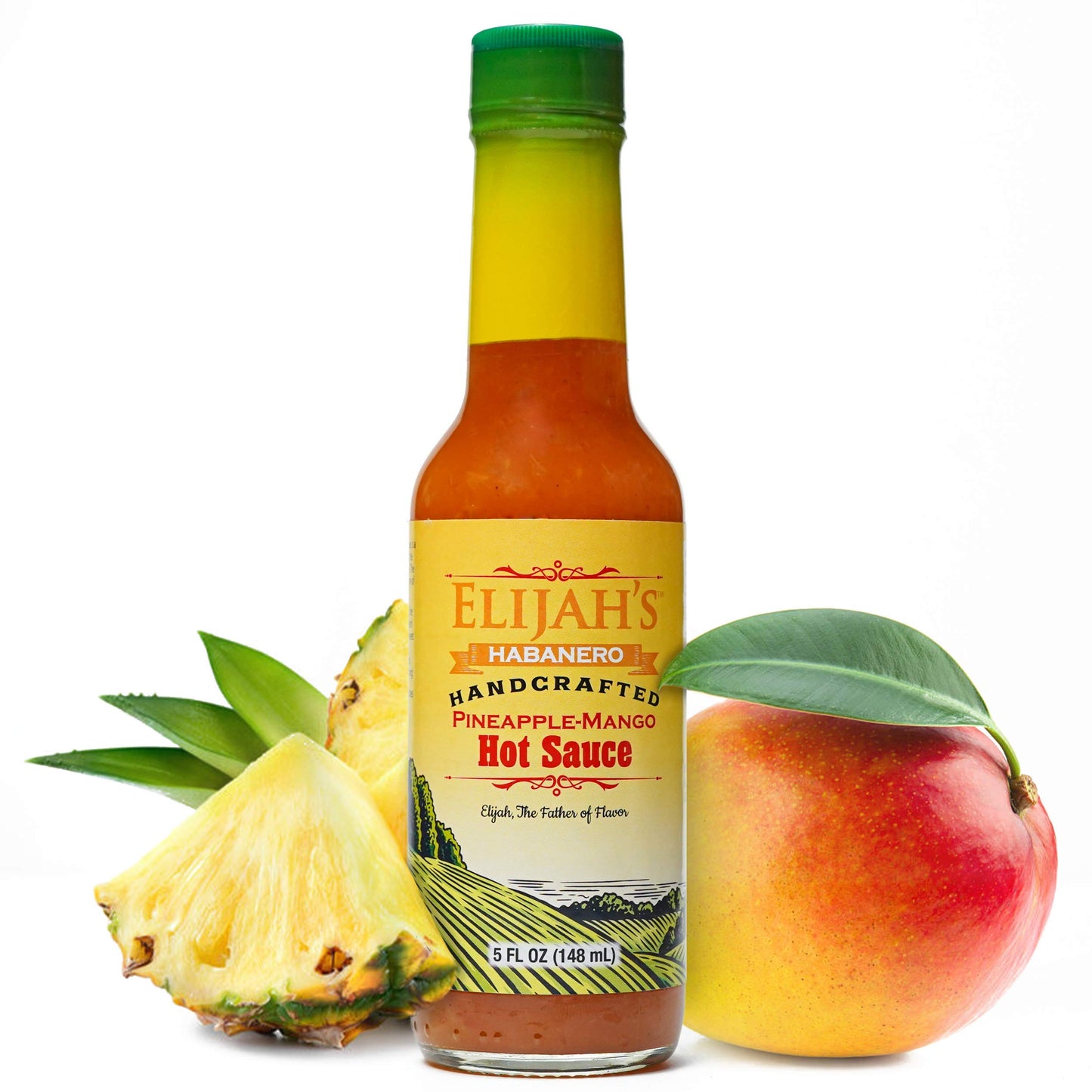 Elijah&amp;#39;s Xtreme Pineapple-Mango Habanero Hot Sauce, Gourmet Hot Sauce Made with Fresh Fruit for Vibrant Flavor and Roasted Yellow Habanero Peppers - A Mild sweet heat.