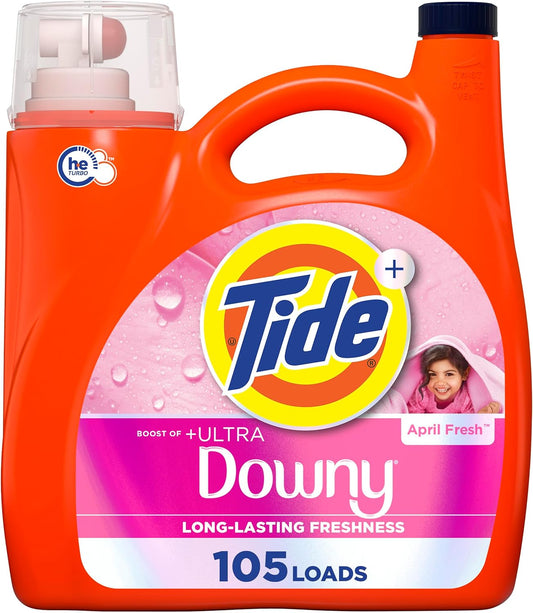 Tide_Plus_Boost_of_Ultra_Downy_Liquid_Laundry_Detergent,_April_Fresh_Scent,_148_fl_oz,_105_Loads,_Laundry_Detergent_Liquid_with_Long-Lasting_Freshness