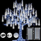 Meteor Shower Rain Lights with 16 Tubes 384 LEDs Waterproof Icicle Snow Fall String Lights for Party Tree Home Patio Outdoor Decoration (16 Tubes, White)