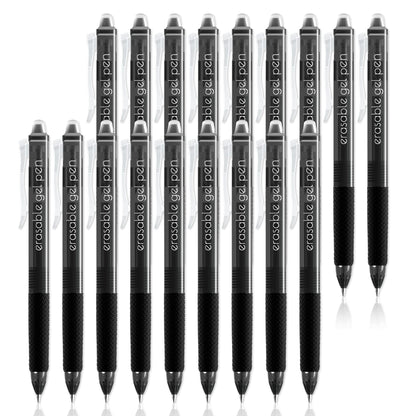 Vanstek 18 Black Retractable Erasable Gel Pens Clicker, Fine Point(0.7), Make Mistakes Disappear, Premium Comfort Grip, Black Ink for Planners, Note Taking and Crossword Puzzles