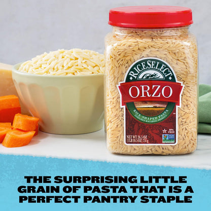 RiceSelect_Orzo_Rice-Shaped_Pasta,_Premium_Non-GMO_Orzo_Pasta,_26.5-Ounce_Jar