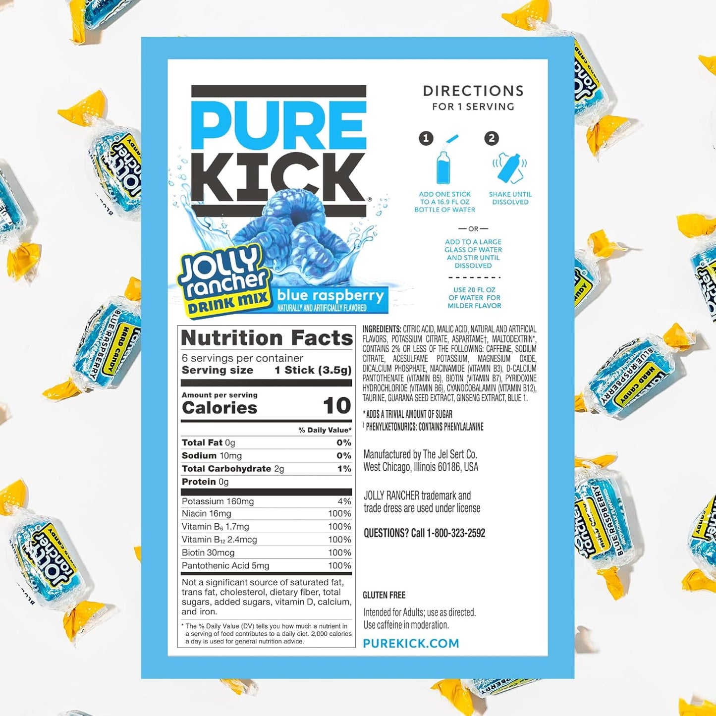 PURE_KICK_Energy_Singles_To_Go_Drink_Mix,_Jolly_Rancher_Blue_Raspberry,_Includes_12_Boxes_with_6_Packets_in_each_Box,_72_Total_Packets