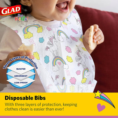 Glad_for_Kids_Unicorn_Disposable_Paper_Bibs_with_Crumb_Catcher,_Absorbent_Leakproof_Bibs_for_Toddlers_and_Babies,_Mess_Free_Feeding,_Crafts,_Parties,_and_Travel_Use,_30_Count