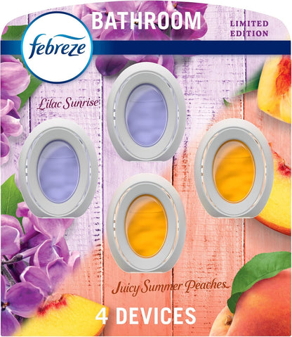 Febreze_Bathroom_Air_Freshener,_Odor-Fighting,_Plug_In_Alternative,_Air_Fresheners_for_Small_Spaces_in_Home,_Bathroom,_Kitchen,_&_Closet,_Lilac_&_Peach_Scents,_4ct_(2_of_Each_Scent)