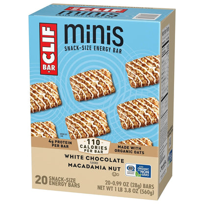 CLIF_BAR_Minis_-_White_Chocolate_Macadamia_Nut_Flavor_-_Made_with_Organic_Oats_-_4g_Protein_-_Non-GMO_-_Plant_Based_-_Snack-Size_Energy_Bars_-_0.99_oz._(20_Pack)