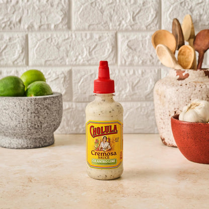 Cholula_Cremosa_Sauce,_Cilantro_Lime,_Mild_Heat,_Creamy_Squeezable_Topping_for_Tacos,_Enchiladas,_Soup,_Tostadas,_Eggs_and_More,_8_fl_oz