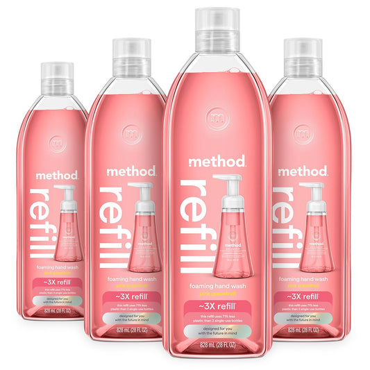 Method_Foaming_Hand_Soap_Refill,_Pink_Grapefruit,_Recyclable_Bottle,_28_fl_oz_(Pack_of_4)_(Packaging_May_Vary)